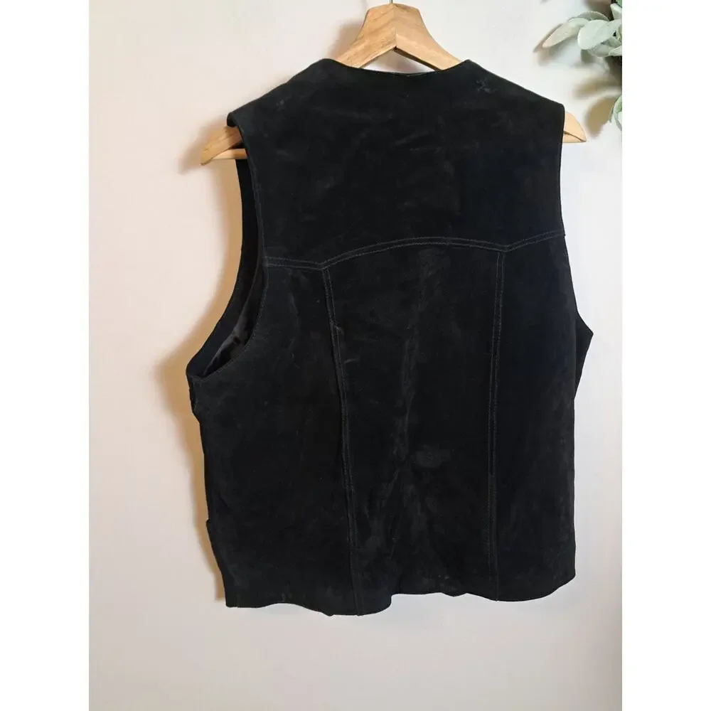 Cripple Creek Women's Leather Tassle Black Vest Western Sz M